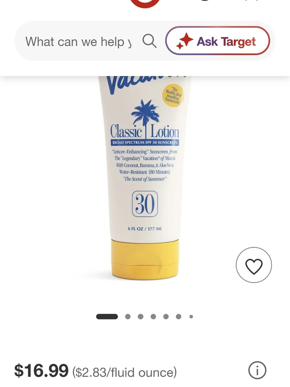 Vacation Classic Lotion SPF 30 Sunscreen 6 fl oz NIB Sealed